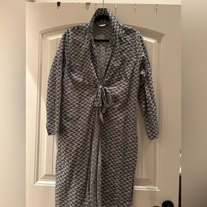 Zara dress. Could be a cover up. Side splits a tie at waist,green/black